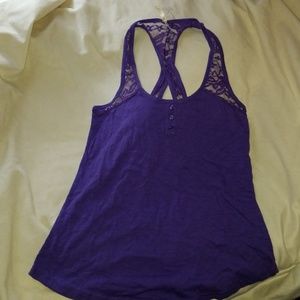 Purple Racerback Tank Top with Lace